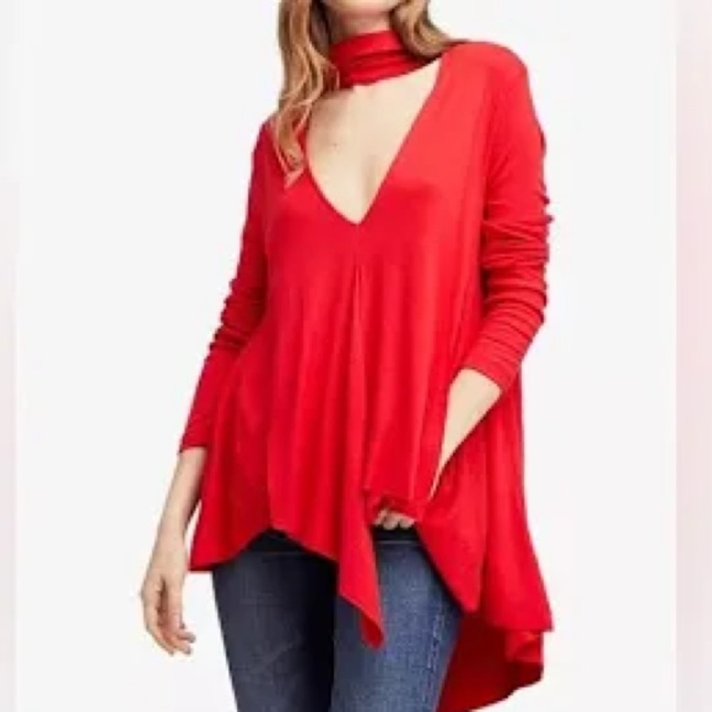 Free People Women’s Vibrant Orange Tunic Top, Medium 
97% Rayon. NWOT